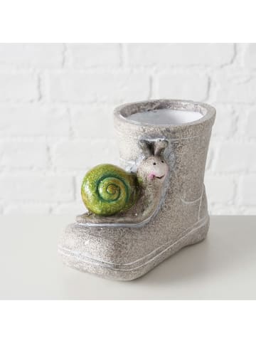 Boltze 2er-Set: Übertöpfe "Paulona" in Grau/ Hellblau - (H)10 cm