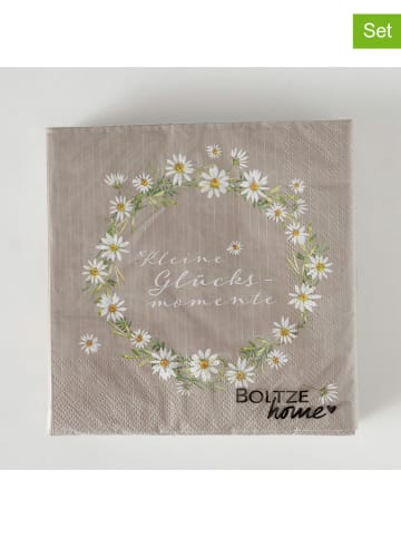 Boltze 2er-Set: Servietten "Glücksmoment" in Hellbraun - 2x 20 Stück