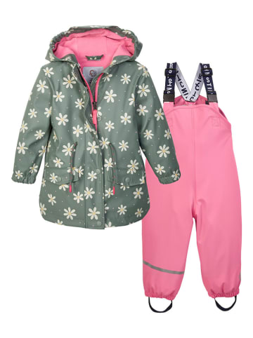 First Instinct by Killtec 2-delige regenoutfit "First Instinct" groen/lichtroze