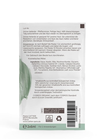 CATTIER 10er-Set: Maske "Grüne Heilerde" - für fettige Haut, je 2 x 6 ml