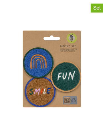 Lässig 3er-Set: Patches "Little Gang Smile/Fun" in Blau/ Hellbraun/ Grün