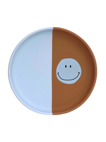 Lässig Silikon-Teller "Happy Rascals Heart" in Hellblau/ Hellbraun - Ø18,5 cm