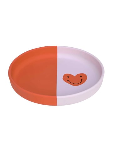 Lässig Silikon-Teller "Happy Rascals Heart" in Rot/ Lila - Ø 18,5 cm
