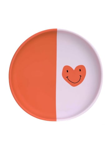 Lässig Silikon-Teller "Happy Rascals Heart" in Rot/ Lila - Ø 18,5 cm