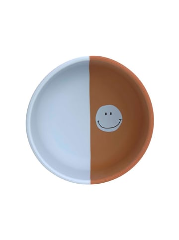 Lässig Silikon-Schale "Happy Rascals Heart" in Hellblau/ Hellbraun - Ø12,5 cm