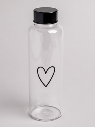Eulenschnitt Trinkflasche "Herz" in Transparent/ Schwarz - 500 ml