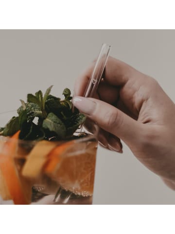 Eulenschnitt 4er-Set: Trinkhalme mit Bürste in Weiß - (L)13 cm