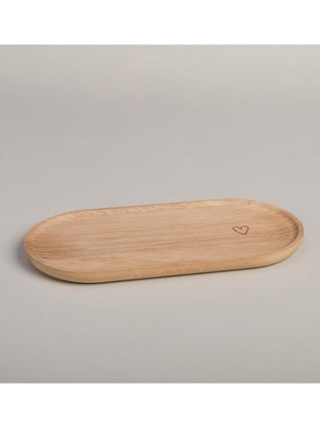 Eulenschnitt Tablett "Herz" in Hellbraun - (B)25 x (H)12 cm