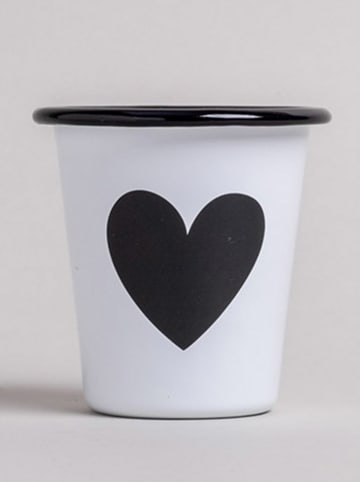 Eulenschnitt Becher "Herz" in Weiß/ Schwarz - 250 ml
