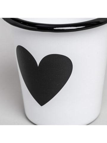 Eulenschnitt Becher "Herz" in Weiß/ Schwarz - 250 ml