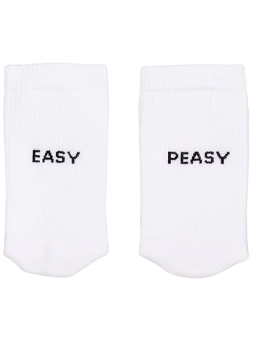Eulenschnitt Socken "Easy peasy" in Weiß