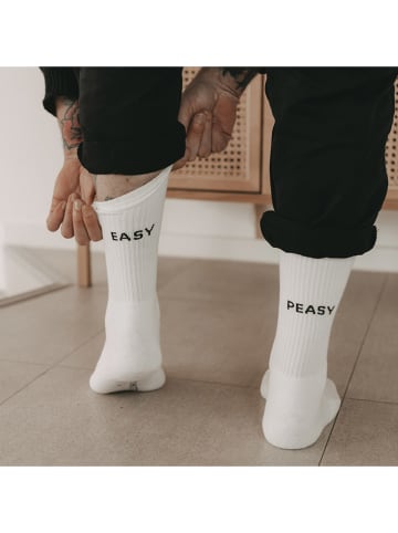 Eulenschnitt Socken "Easy peasy" in Weiß