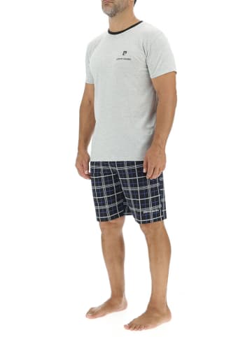 Pierre Cardin Pyjama in Weiß/ Dunkelblau