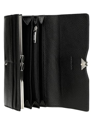 Wojas Leder-Geldbörse in Schwarz - (B)18 x (H)9,5 x (T)3 cm