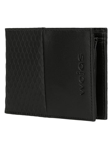 Wojas Skórzany portfel w kolorze czarnym - 12 x 9 x 2 cm