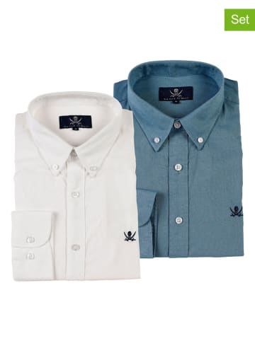 The Time of Bocha 2-delige set: blouses wit/blauw