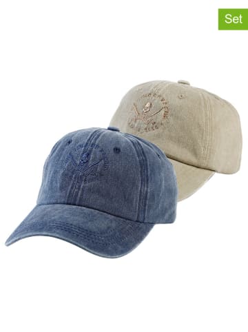 The Time of Bocha 2er-Set: Caps in Blau/ Beige