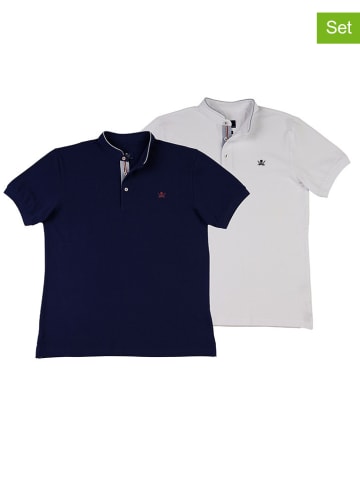 The Time of Bocha 2er-Set: Poloshirts in Dunkelblau/ Weiß