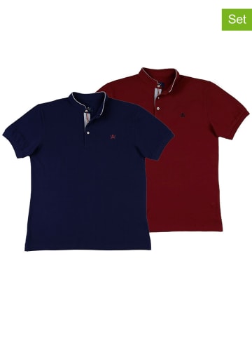 The Time of Bocha 2-delige set: poloshirts bordeaux/donkerblauw