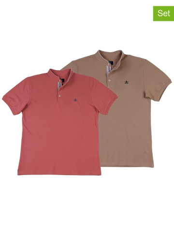 The Time of Bocha 2er-Set: Poloshirts in Beere/ Beige