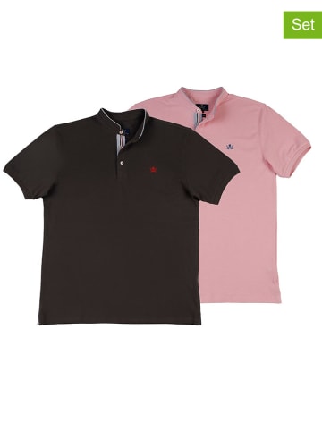The Time of Bocha 2er-Set: Poloshirts in Dunkelbraun/ Rosa