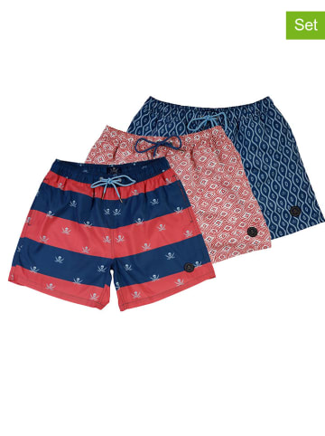 The Time of Bocha 3-delige set: zwemshorts blauw/lichtroze