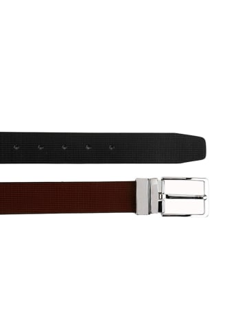 The Time of Bocha Omkeerbare leren riem zwart/donkerbruin