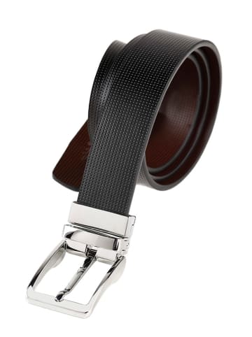 The Time of Bocha Wende-Leder-Gürtel in Schwarz/ Dunkelbraun