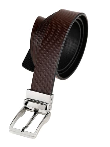 The Time of Bocha Wende-Leder-Gürtel in Schwarz/ Dunkelbraun