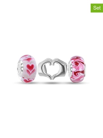 CHARM'S 3er-Set: Silber-Beads mit Muranoglas