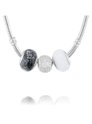 CHARM'S 3er-Set: Silber-Beads mit Muranoglas und Edelsteinen