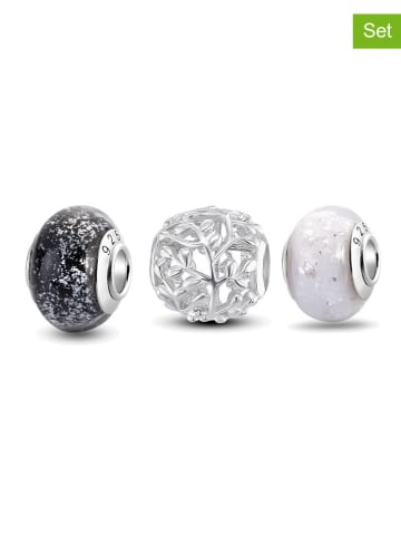 CHARM'S 3-delige set: zilveren beads met muranoglas