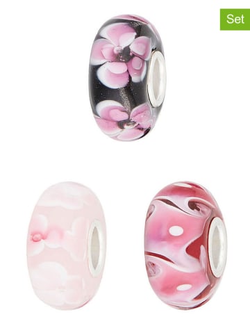 CHARM'S 3er-Set: Silber-Beads mit Muranoglas