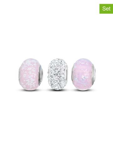 CHARM'S 3er-Set: Silber-Beads mit Muranoglas und Edelsteinen