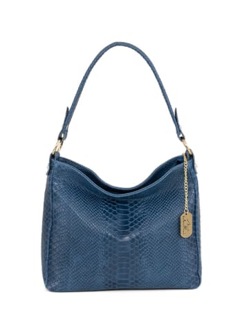 Anna Morellini Leder-Schultertasche "Dania" in Dunkelblau - (B)29 x (H)24 x (T)8 cm
