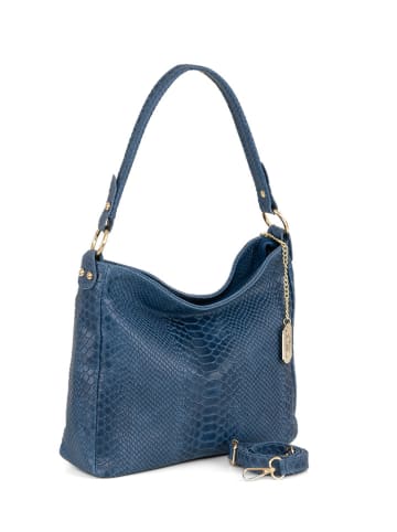 Anna Morellini Leder-Schultertasche "Dania" in Dunkelblau - (B)29 x (H)24 x (T)8 cm