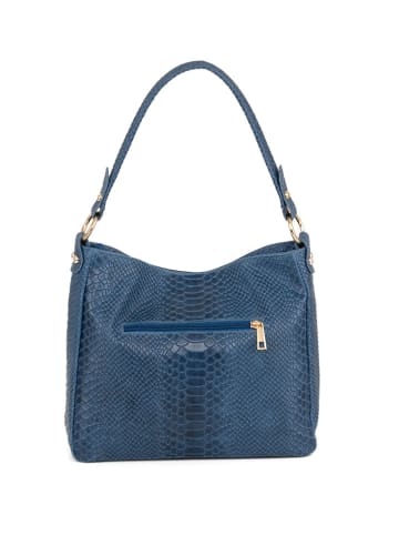 Anna Morellini Leder-Schultertasche "Dania" in Dunkelblau - (B)29 x (H)24 x (T)8 cm