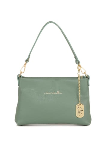 Anna Morellini Leder-Schultertasche "Sancia" in Türkis - (B)25 x (H)16 x (T)4 cm