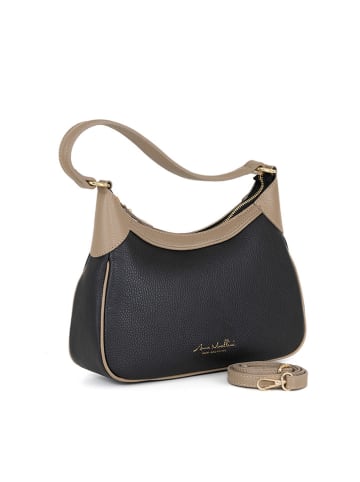 Anna Morellini Leren schoudertas "Sabbatina" zwart - (B)30 x (H)20 x (D)12 cm