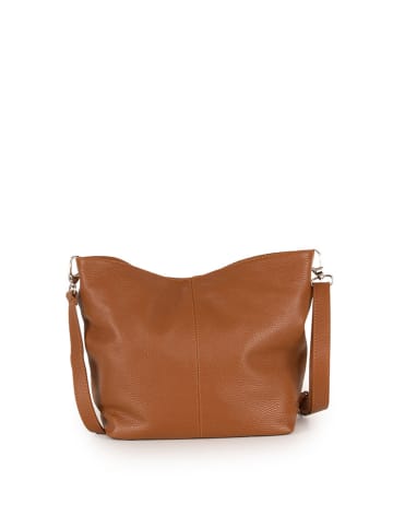 Anna Morellini Leder-Umhängetasche "Trapani" in Hellbraun - (B)33 x (H)25 x (T)14 cm