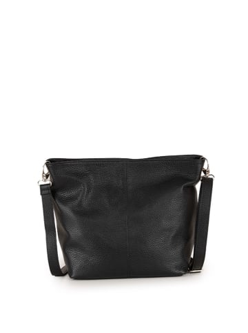 Anna Morellini Leder-Umhängetasche "Trapani" in Schwarz - (B)33 x (H)25 x (T)14 cm