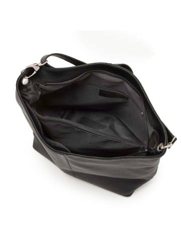 Anna Morellini Leder-Umhängetasche "Trapani" in Schwarz - (B)33 x (H)25 x (T)14 cm