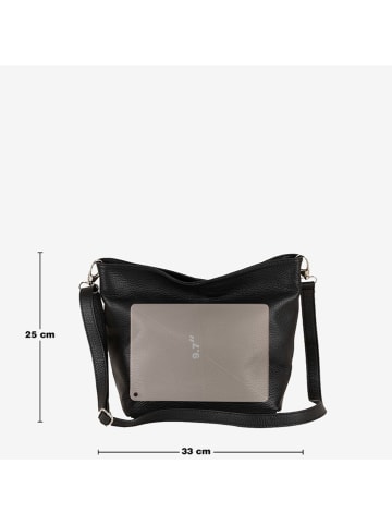 Anna Morellini Leder-Umhängetasche "Trapani" in Schwarz - (B)33 x (H)25 x (T)14 cm