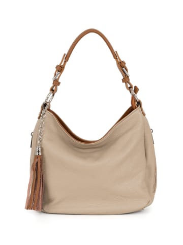 Anna Morellini Leren schoudertas "Garga" beige - (B)36 x (H)26 x (D)10 cm