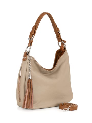 Anna Morellini Leren schoudertas "Garga" beige - (B)36 x (H)26 x (D)10 cm
