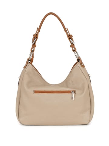 Anna Morellini Leren schoudertas "Garga" beige - (B)36 x (H)26 x (D)10 cm