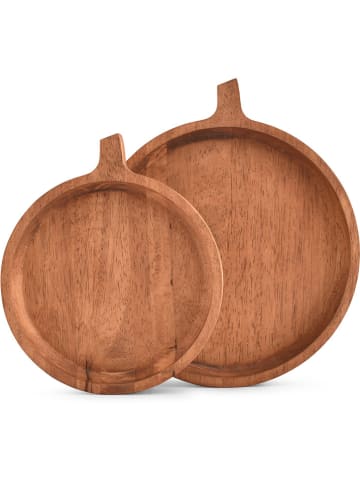 Salt and Pepper Tablett ''Chop'' in Braun - (H)3,5 x Ø 20 cm