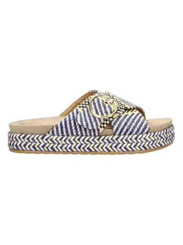 Claudia Ghizzani Slippers donkerblauw/geel