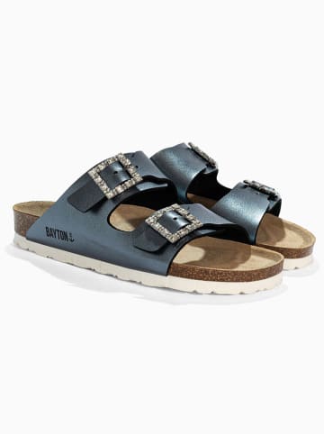 BAYTON Leren slippers "Strass Atlas" donkerblauw