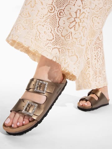 BAYTON Leren slippers "Strass Atlas" lichtbruin
